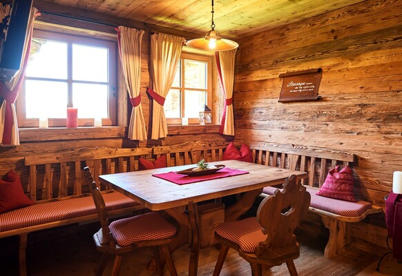 Essbereich Kuschelhütte Brandalm Ramsau